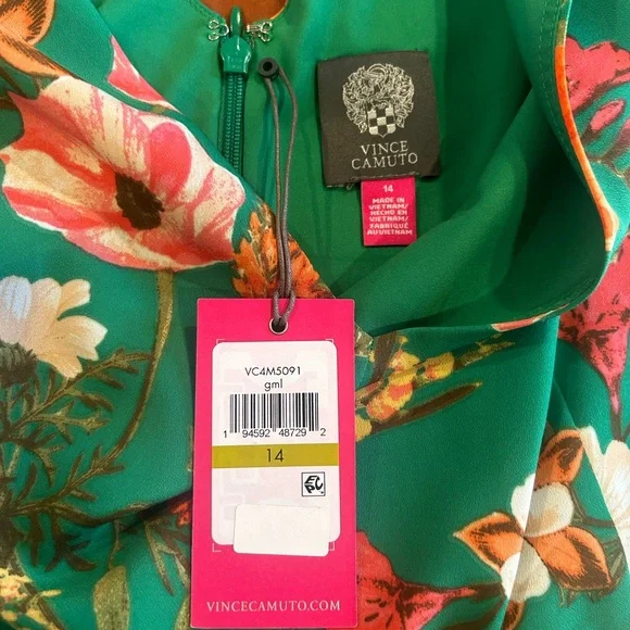 NWT Vince Camuto Floral Print Handkerchief- Hem Dress size 14 - Picture 8 of 10